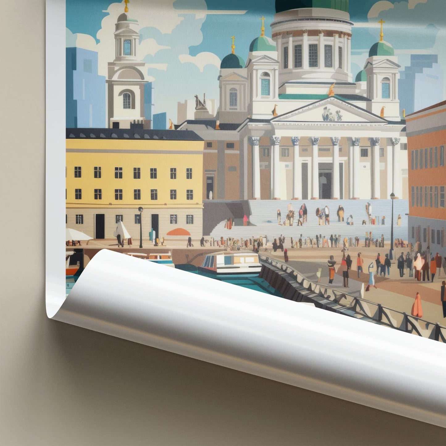 Helsinki Poster - Finland Wall Art - Grand Cathedral Harbor Home Decor