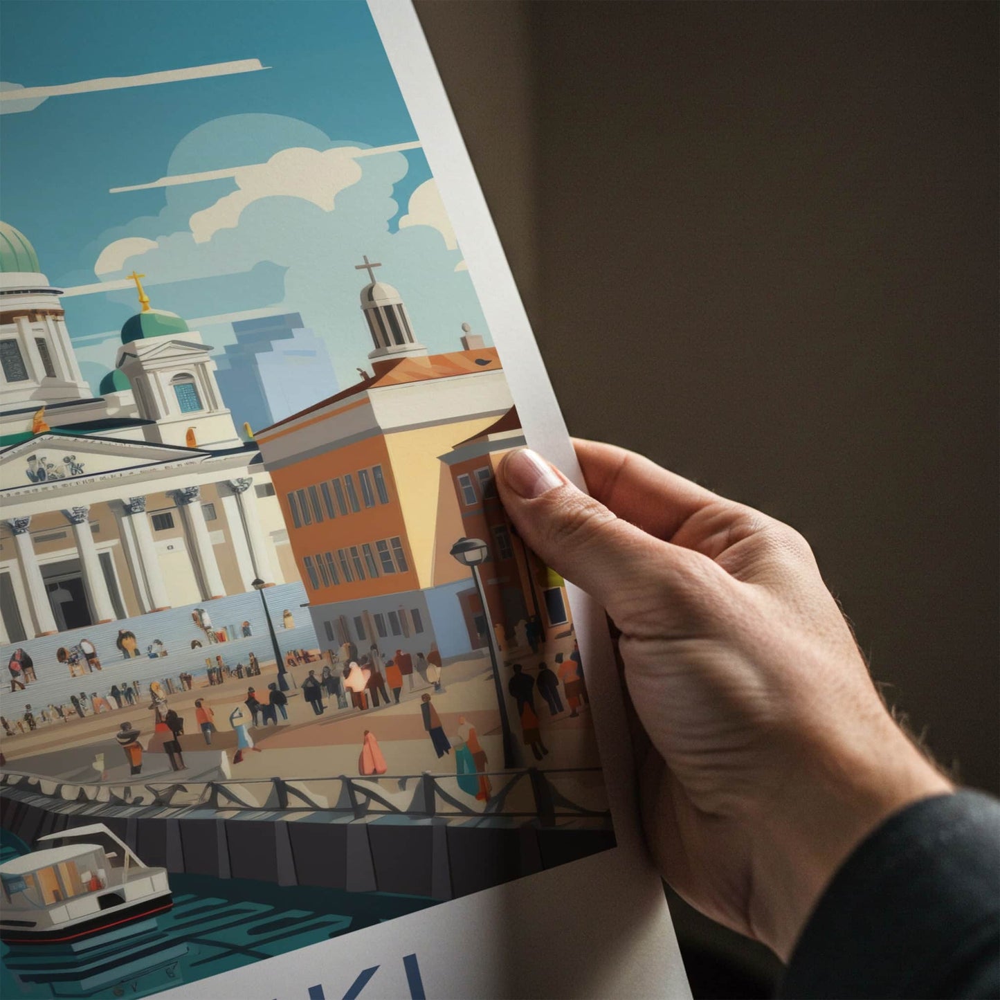 Helsinki Poster - Finland Wall Art - Grand Cathedral Harbor Home Decor