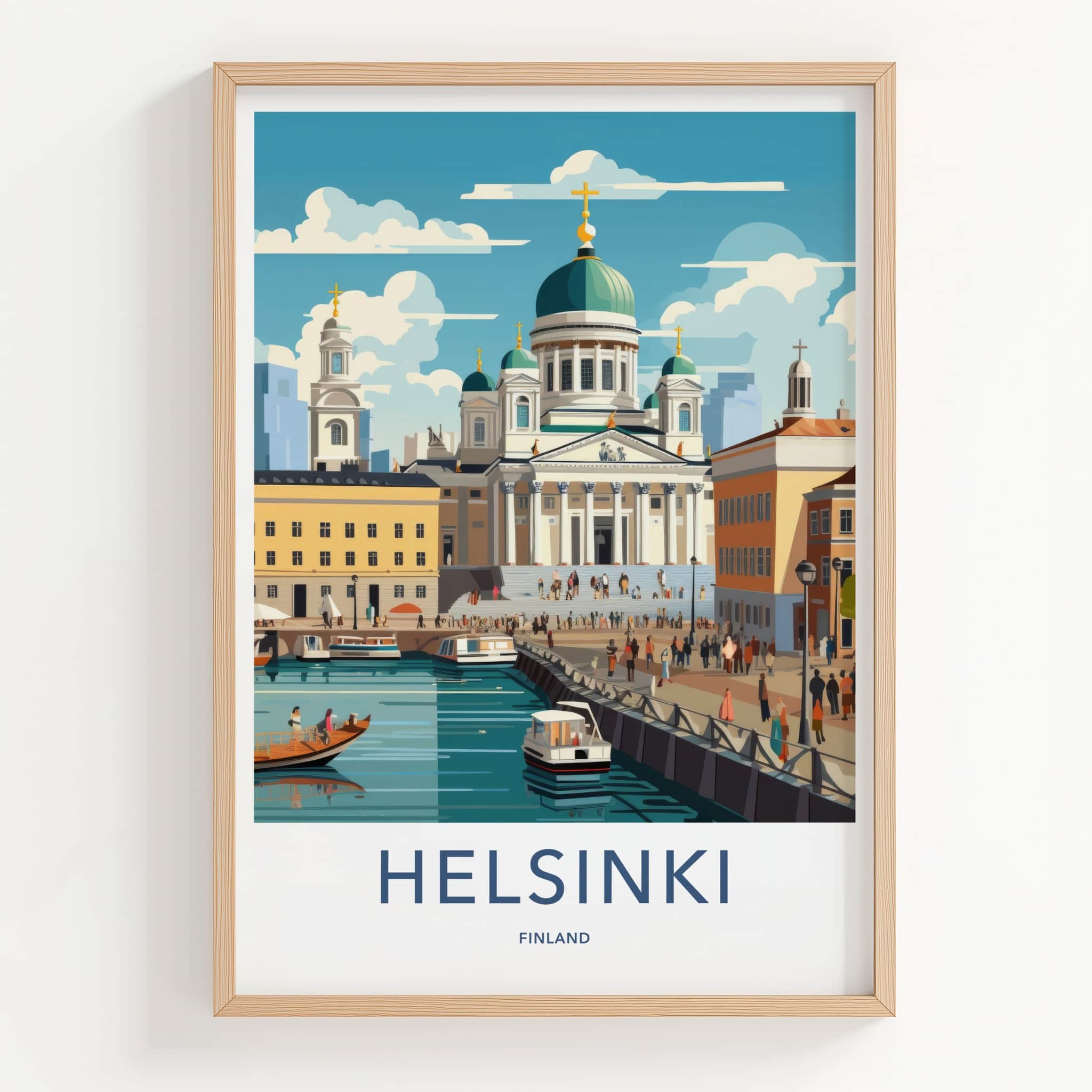 Helsinki Poster - Finland Wall Art - Grand Cathedral Harbor Home Decor