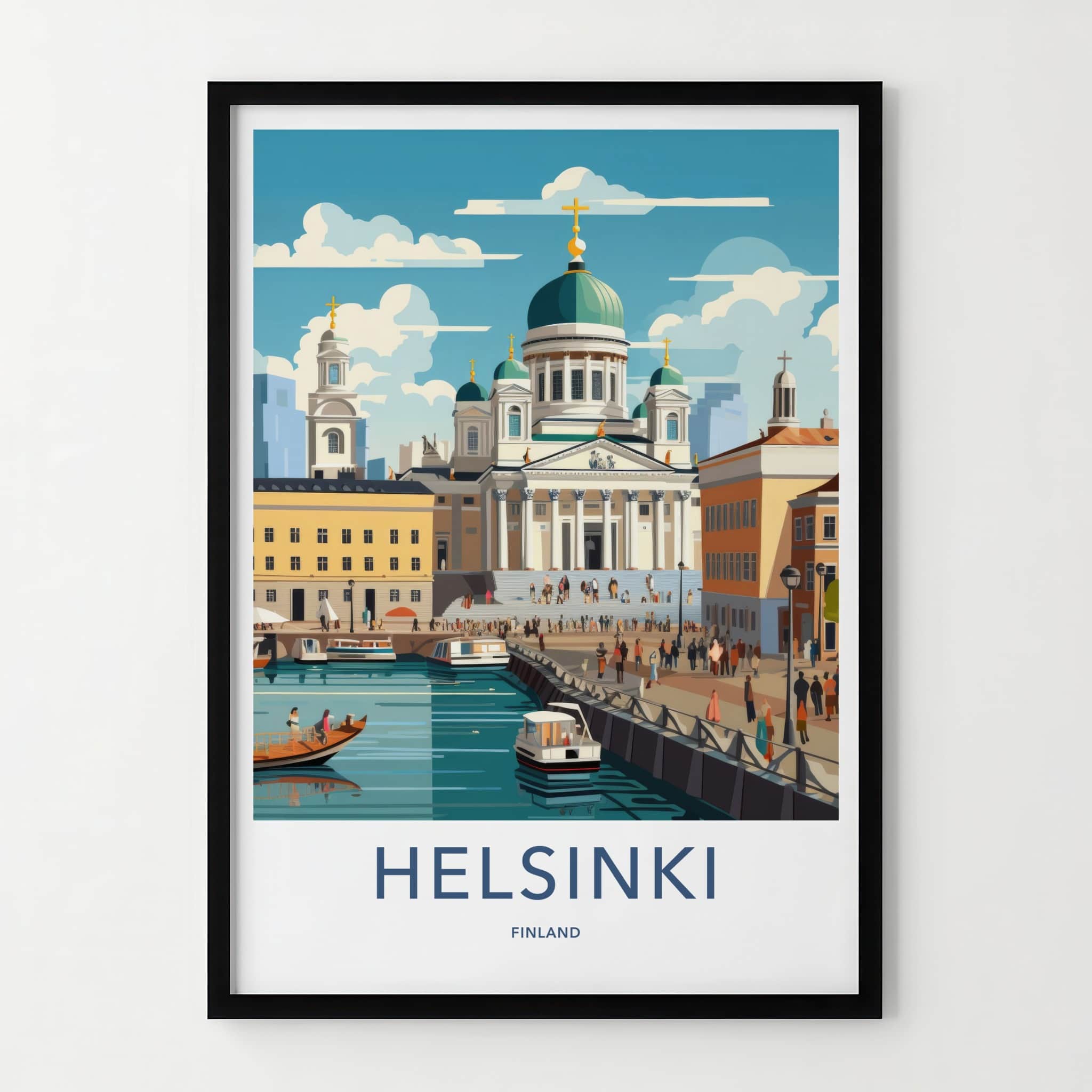 Helsinki Poster - Finland Wall Art - Grand Cathedral Harbor Home Decor