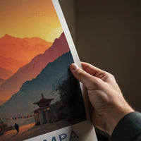 Hemis Gompa Poster - India Travel Art - Ladakh Monastery Valley Sunset Wall Decor