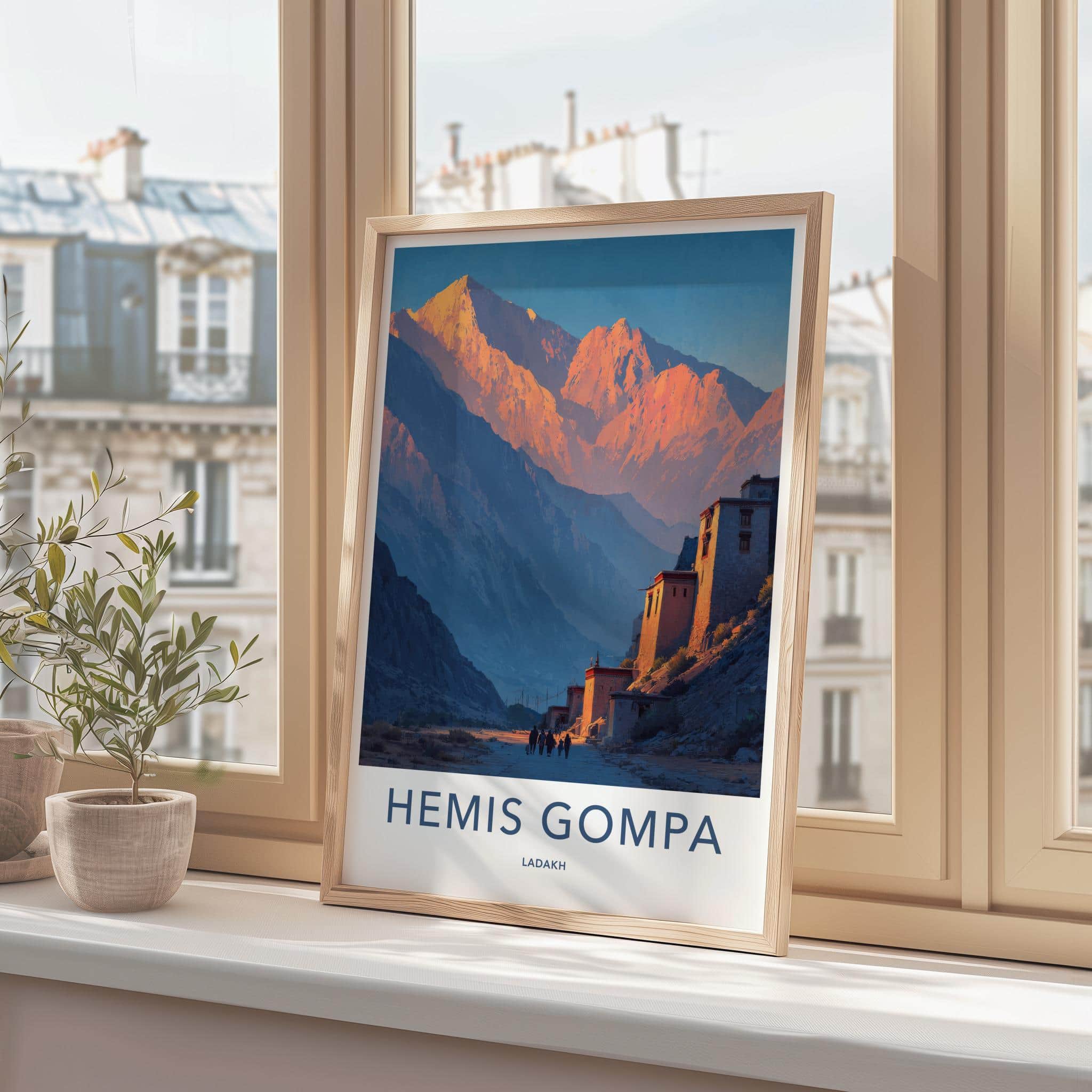 Hemis Gompa Poster - India Travel Art - Ladakh Sunset Peaks Home Decor