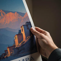 Hemis Gompa Poster - India Travel Art - Ladakh Sunset Peaks Home Decor