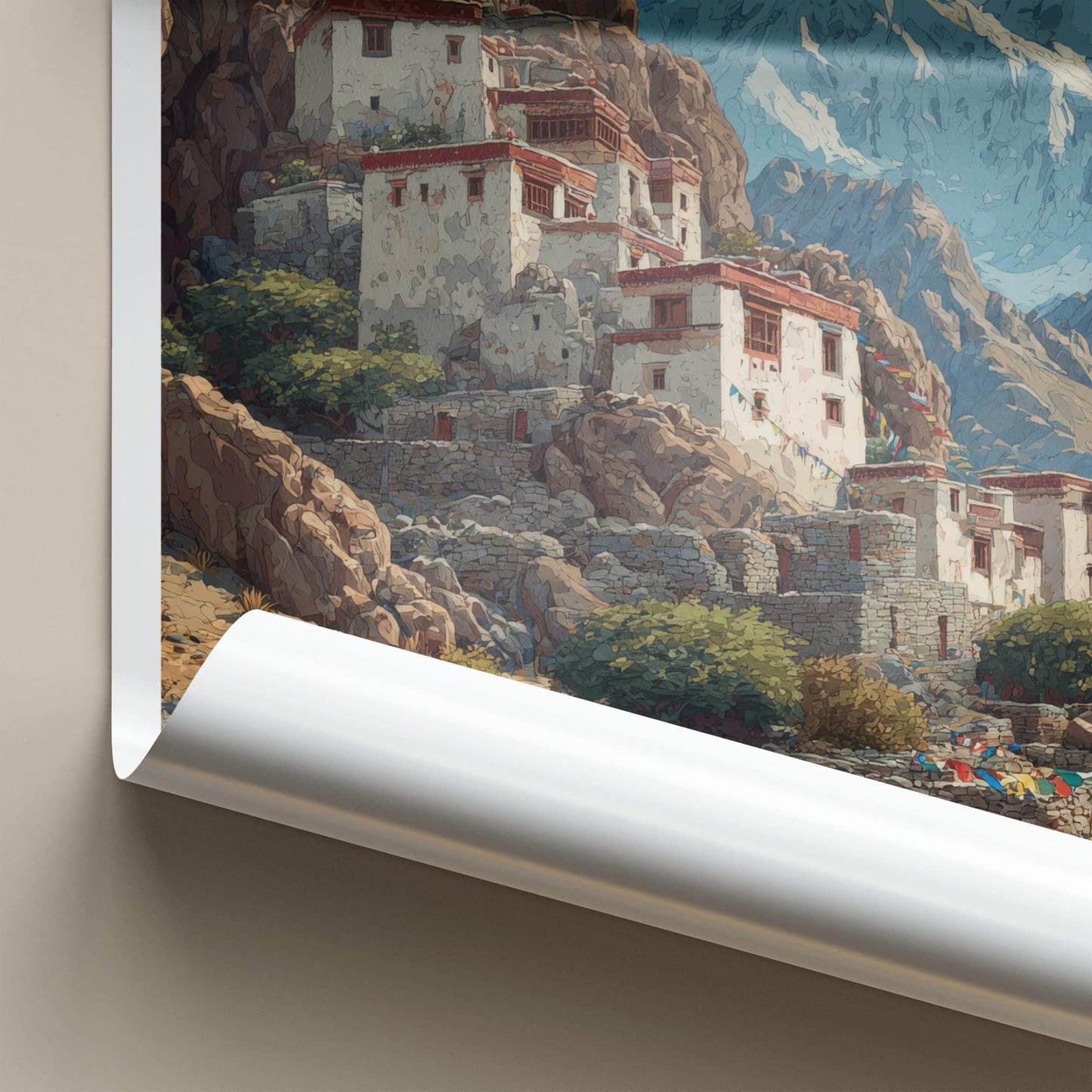 Hemis Monastery Poster - India Travel Art - Ladakh Rocky Monastery Scene Home Decor