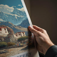 Hemis Monastery Poster - India Travel Art - Ladakh Rocky Monastery Scene Home Decor