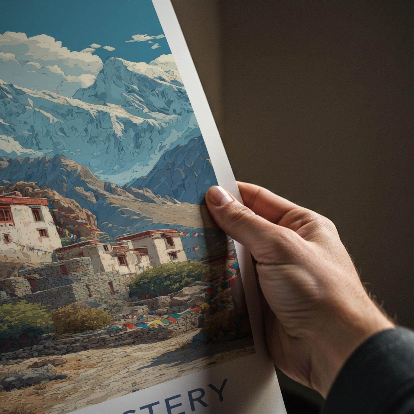 Hemis Monastery Poster - India Travel Art - Ladakh Rocky Monastery Scene Home Decor