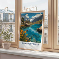 Hemkund Valley Poster - India Art Print - Uttarakhand Mountain Lake Shrine Home Art