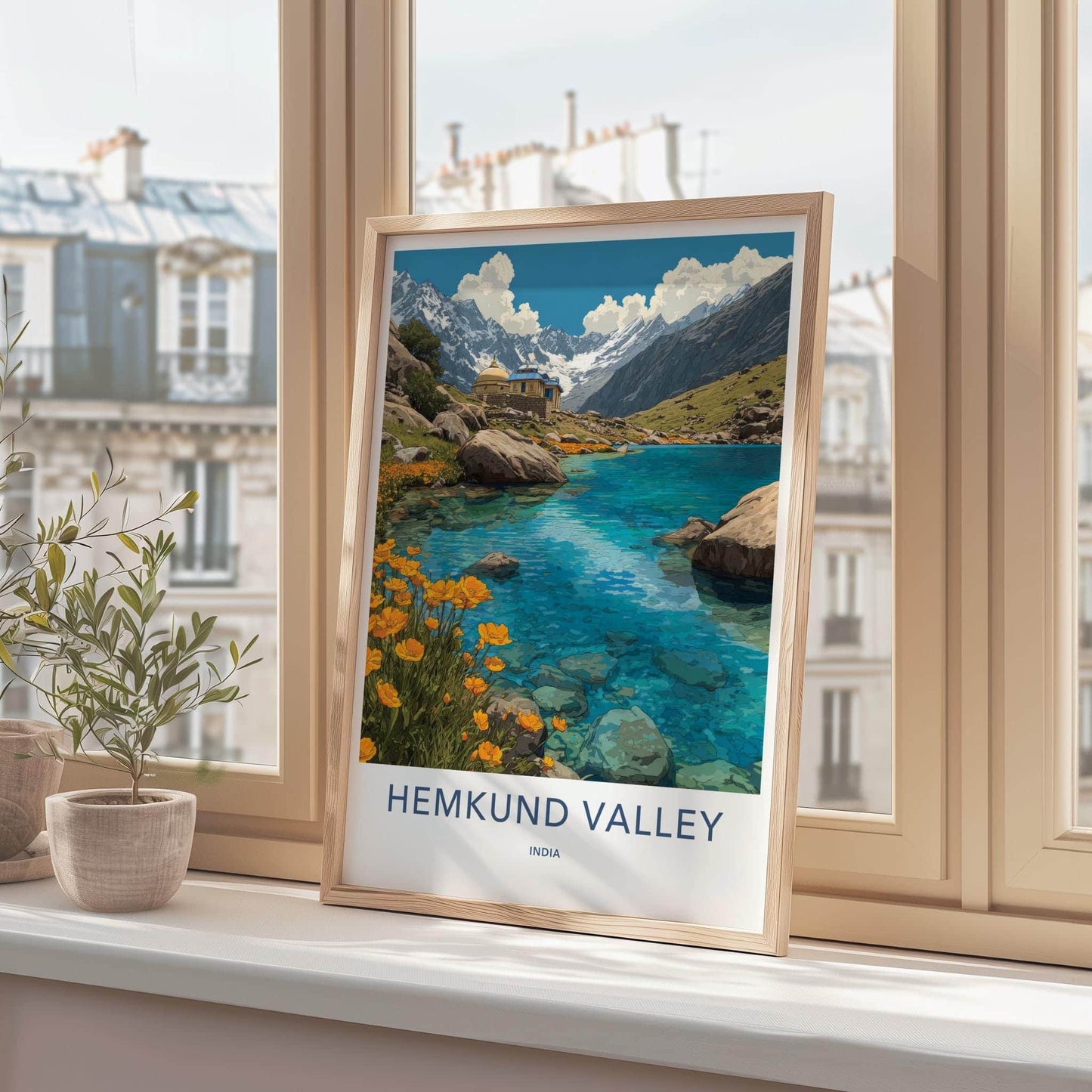 Hemkund Valley Poster - India Art Print - Uttarakhand Mountain Lake Shrine Home Art