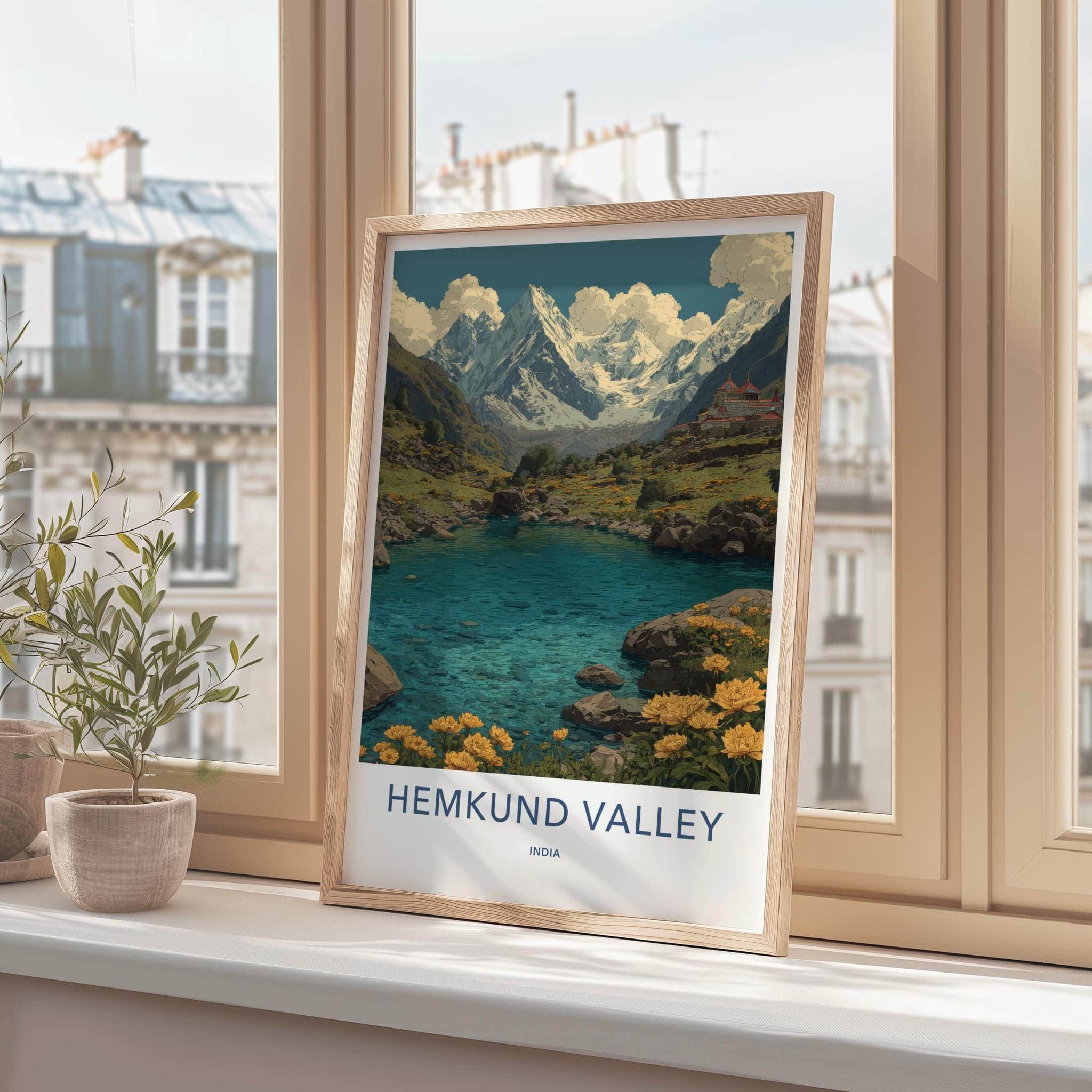 Hemkund Valley Poster - India Fine Art - Uttarakhand Azure Lake Peaks Home Art