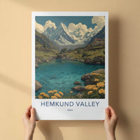 Hemkund Valley Poster - India Fine Art - Uttarakhand Azure Lake Peaks Home Art