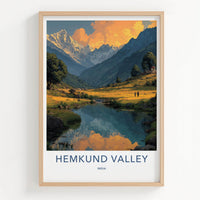 Hemkund Valley Poster - India Fine Art - Uttarakhand Mountain Lake Orange Gift