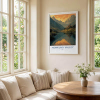 Hemkund Valley Poster - India Fine Art - Uttarakhand Mountain Lake Temple Gift
