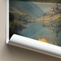 Hemkund Valley Poster - India Fine Art - Uttarakhand Mountain Lake Temple Gift