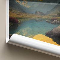 Hemkund Valley Poster - India Fine Art - Uttarakhand Orange Lake Scene Gift