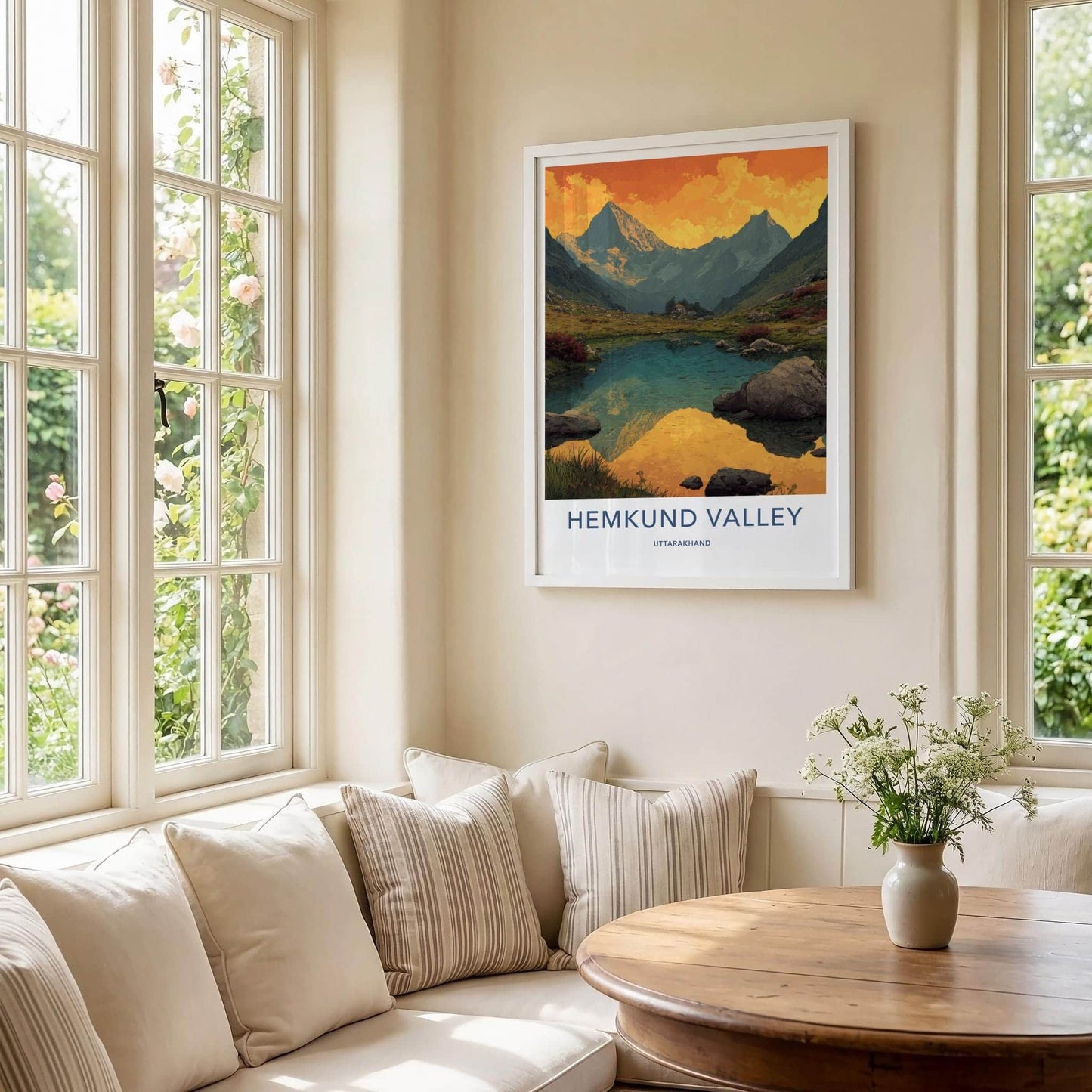 Hemkund Valley Poster - India Fine Art - Uttarakhand Orange Lake Scene Gift