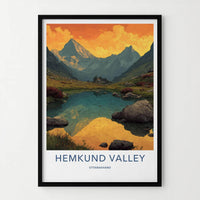 Hemkund Valley Poster - India Fine Art - Uttarakhand Orange Lake Scene Gift