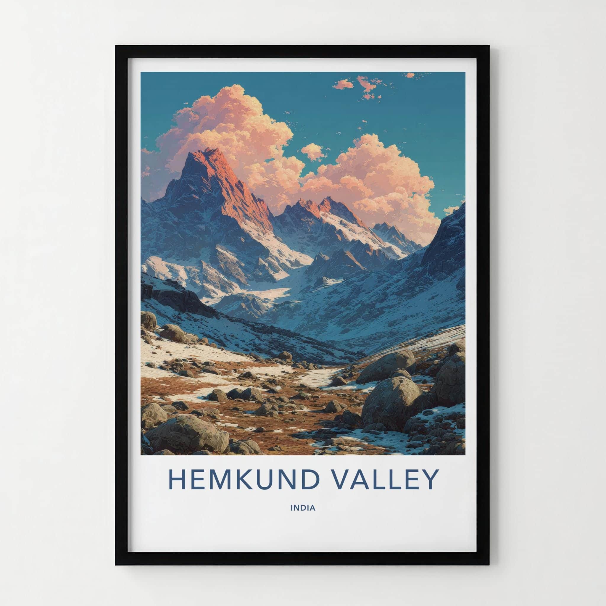 Hemkund Valley Poster - India Fine Art - Uttarakhand Rocky Snowy Landscape Gift
