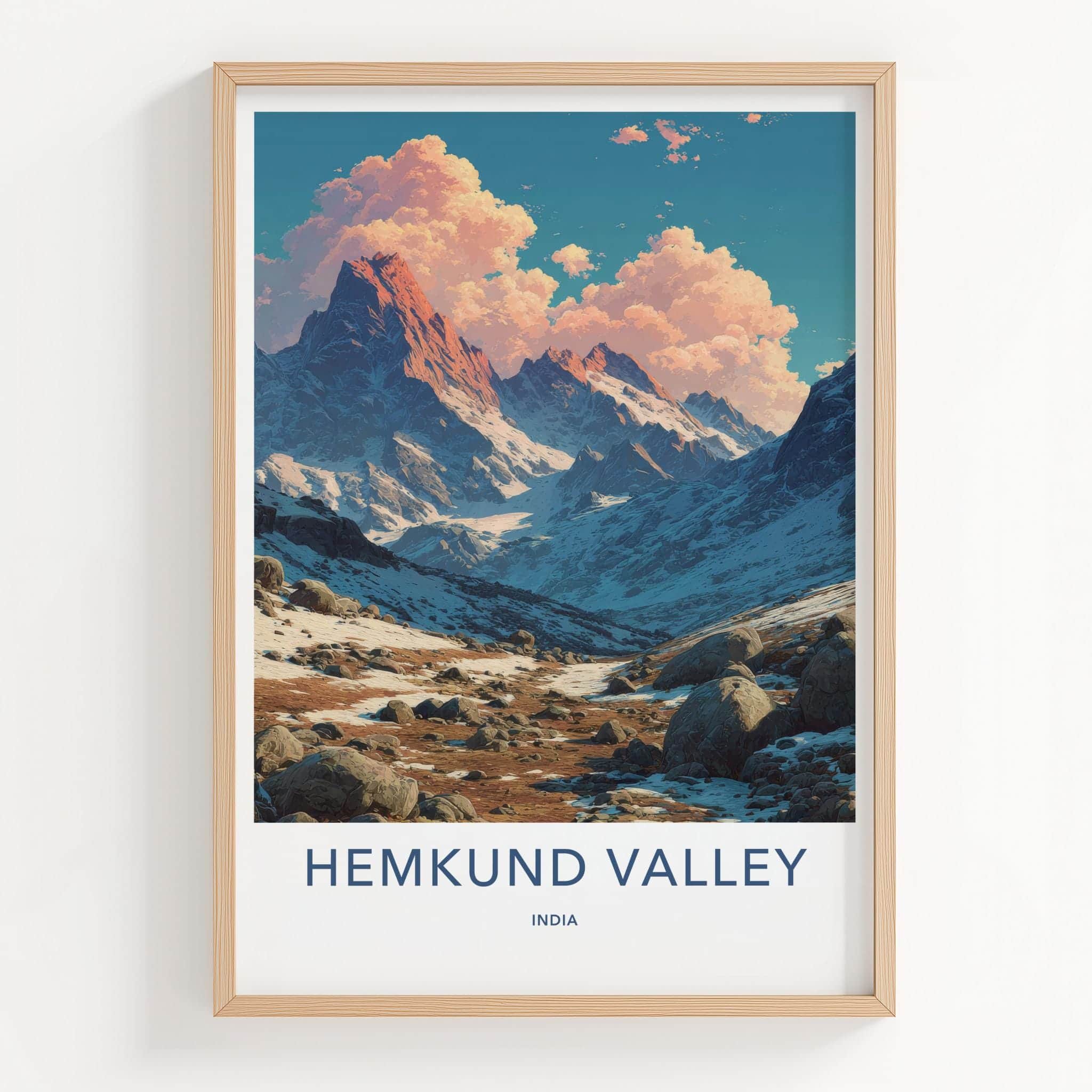 Hemkund Valley Poster - India Fine Art - Uttarakhand Rocky Snowy Landscape Gift