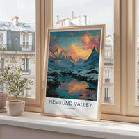 Hemkund Valley Poster - India Scenic Art - Uttarakhand Alpine Valley Sunset Wall Decor