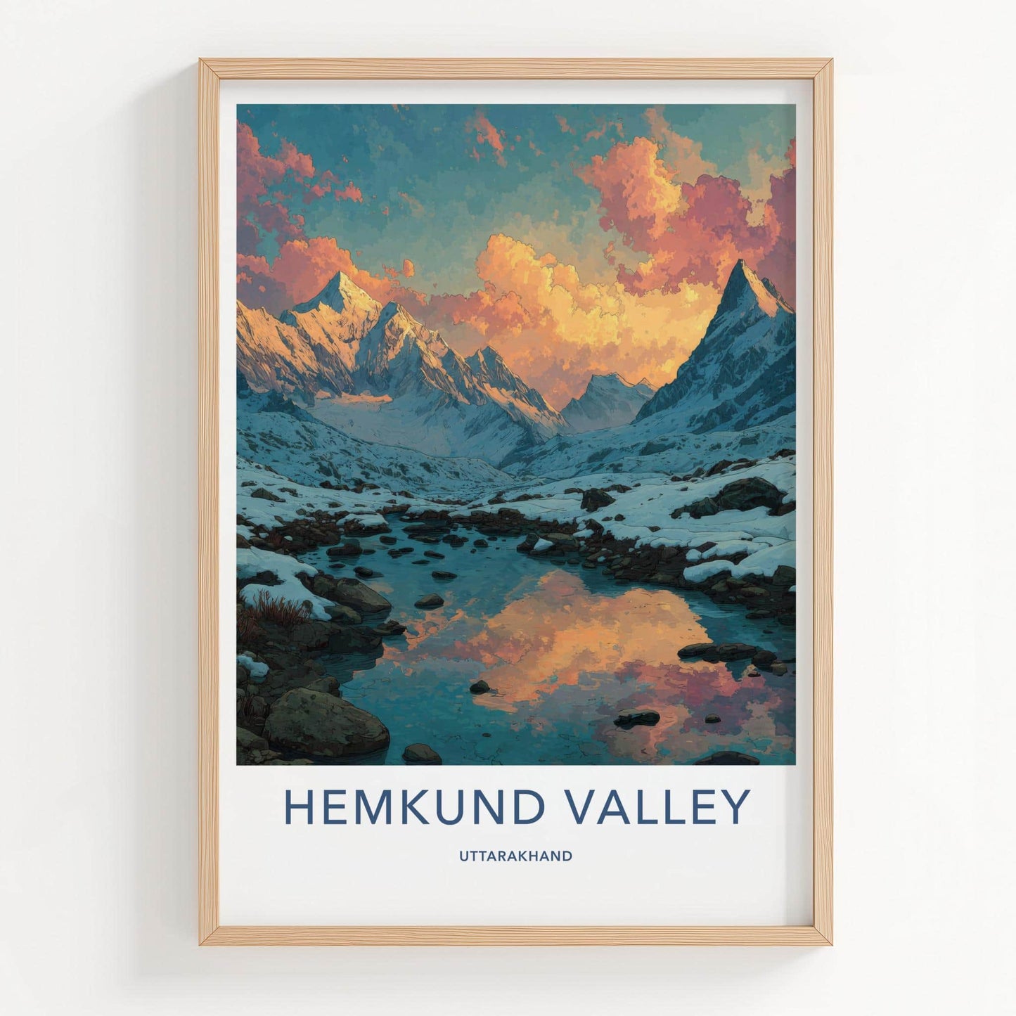 Hemkund Valley Poster - India Scenic Art - Uttarakhand Alpine Valley Sunset Wall Decor