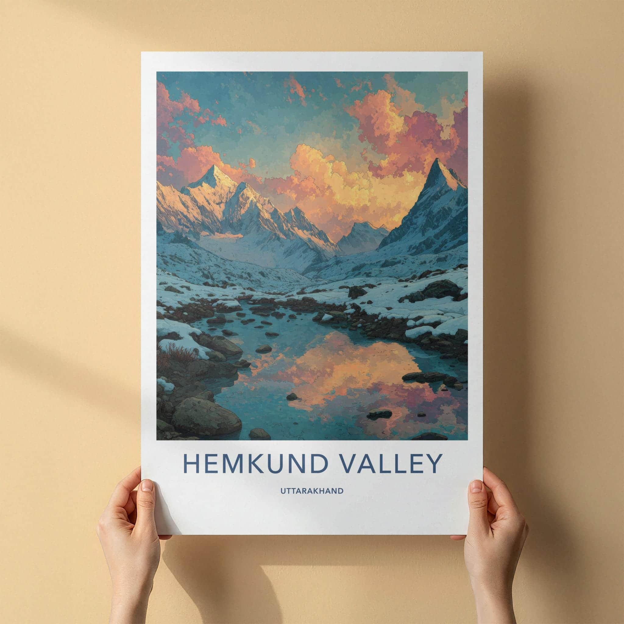 Hemkund Valley Poster - India Scenic Art - Uttarakhand Alpine Valley Sunset Wall Decor