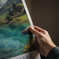 Hemkund Valley Poster - India Scenic Art - Uttarakhand Mountain Lake Home Decor