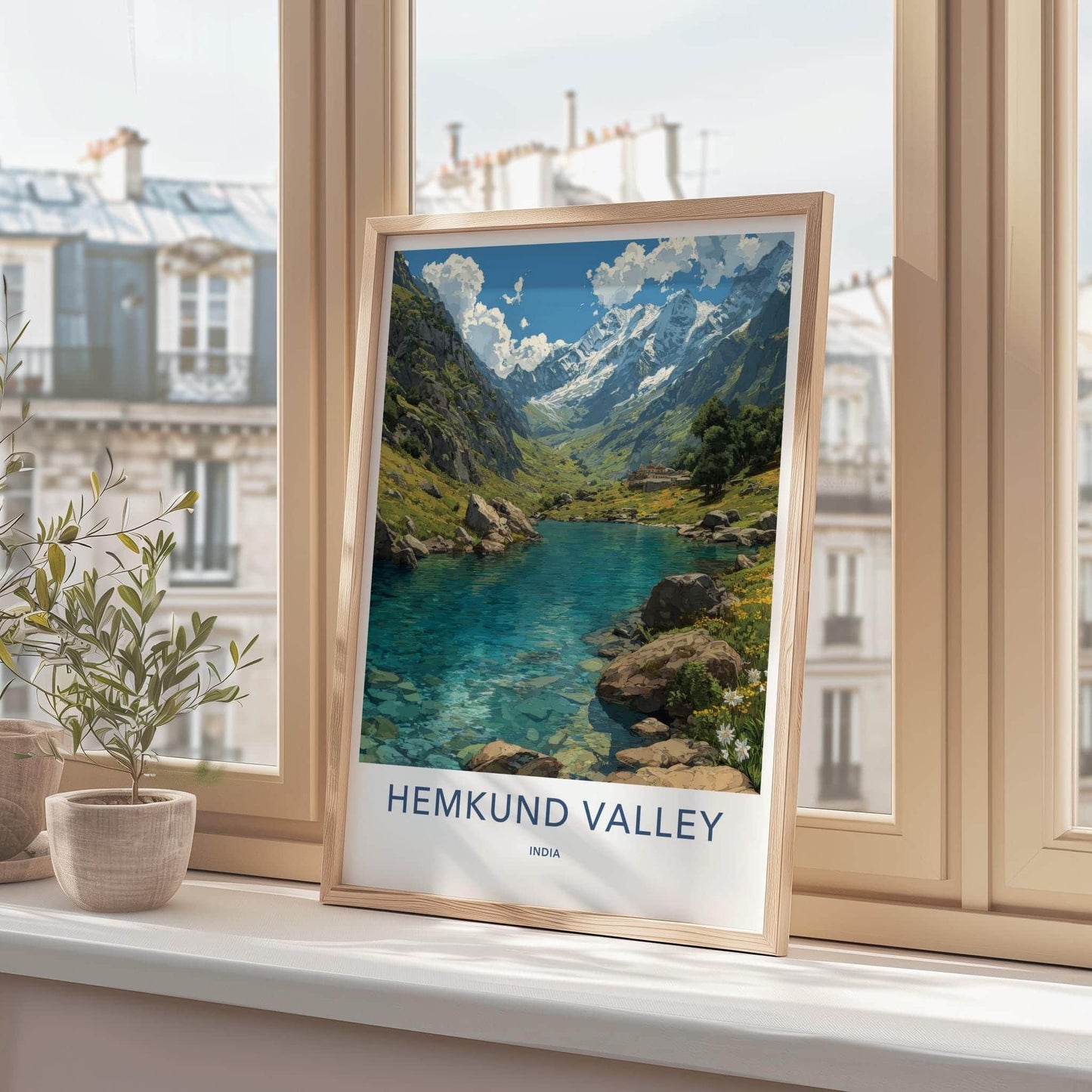 Hemkund Valley Poster - India Travel Art - Uttarakhand Alpine Lake Home Decor