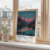 Hemkund Valley Poster - India Travel Art - Uttarakhand Lake Reflection Home Decor