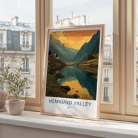 Hemkund Valley Poster - India Travel Art - Uttarakhand Lake Village Home Decor
