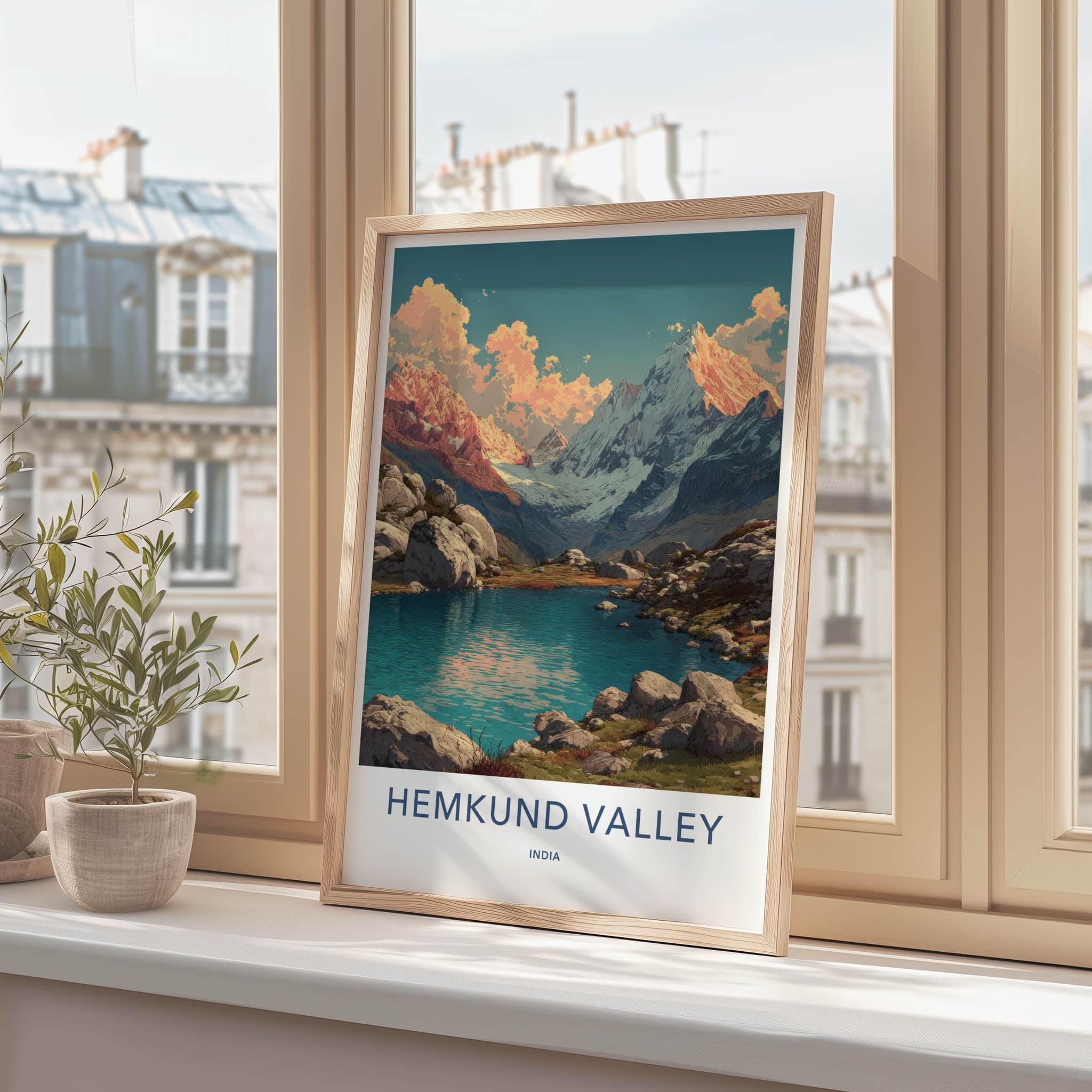 Hemkund Valley Poster - India Wall Art - Uttarakhand Mountain Lake Home Decor