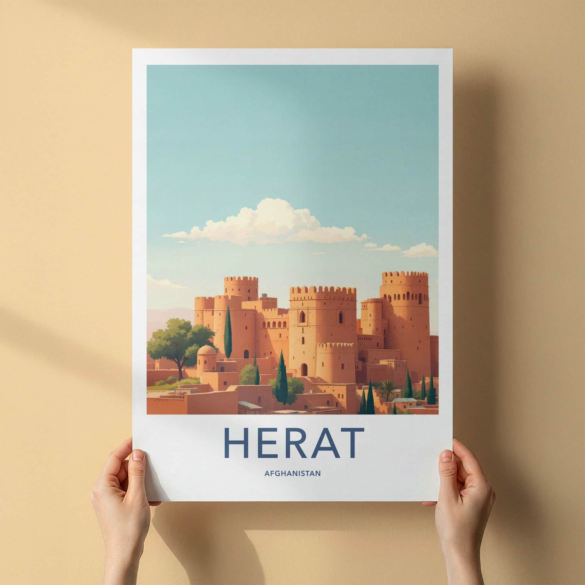 Herat Poster - Afghanistan Travel Art - Historic Adobe Fortress Home Decor