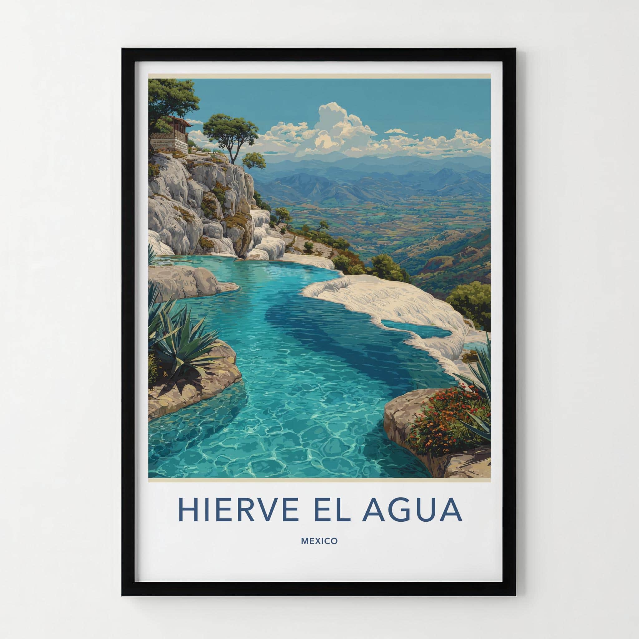 Hierve El Agua Poster - Mexico Art Print - Petrified waterfall formation Home Art