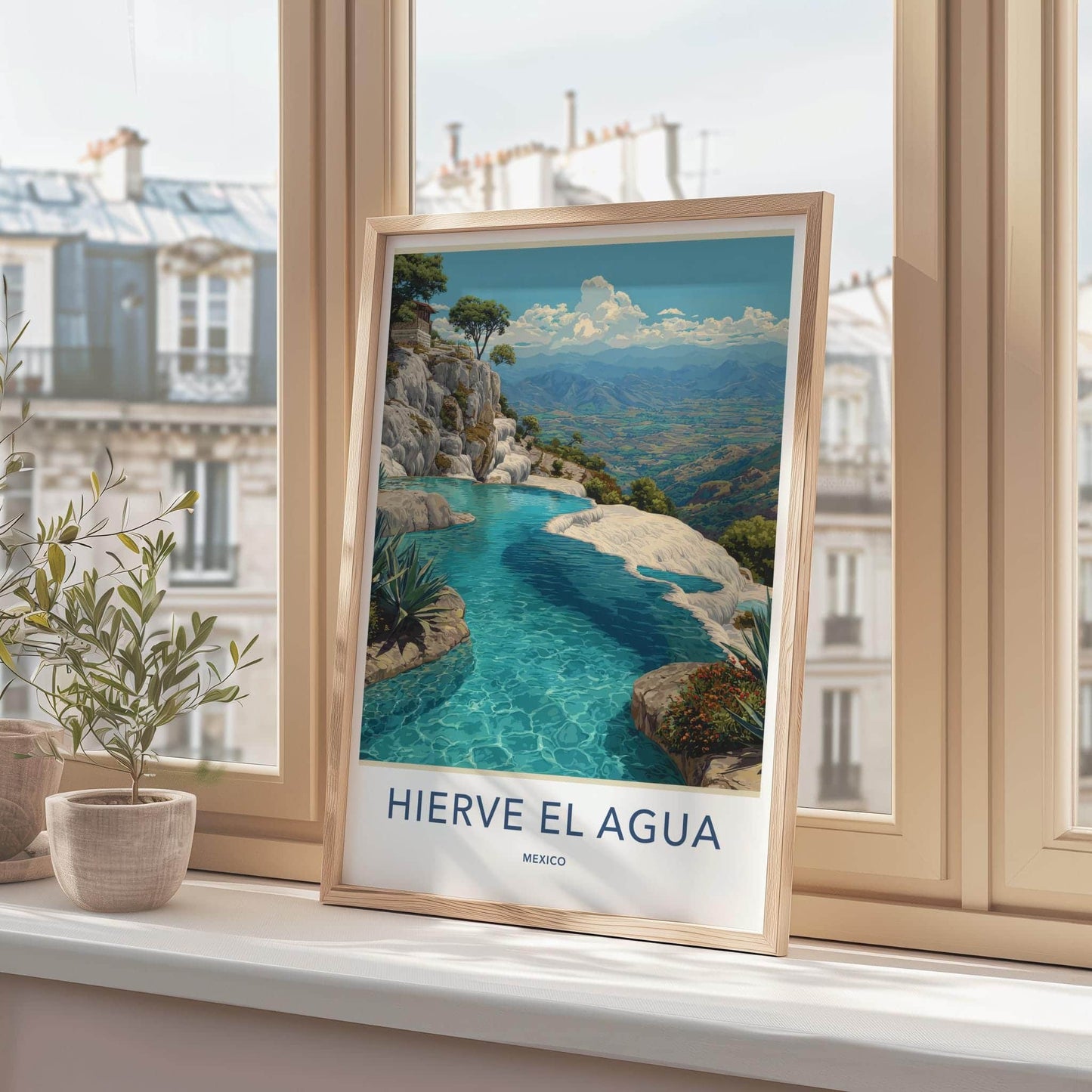 Hierve El Agua Poster - Mexico Art Print - Petrified waterfall formation Home Art