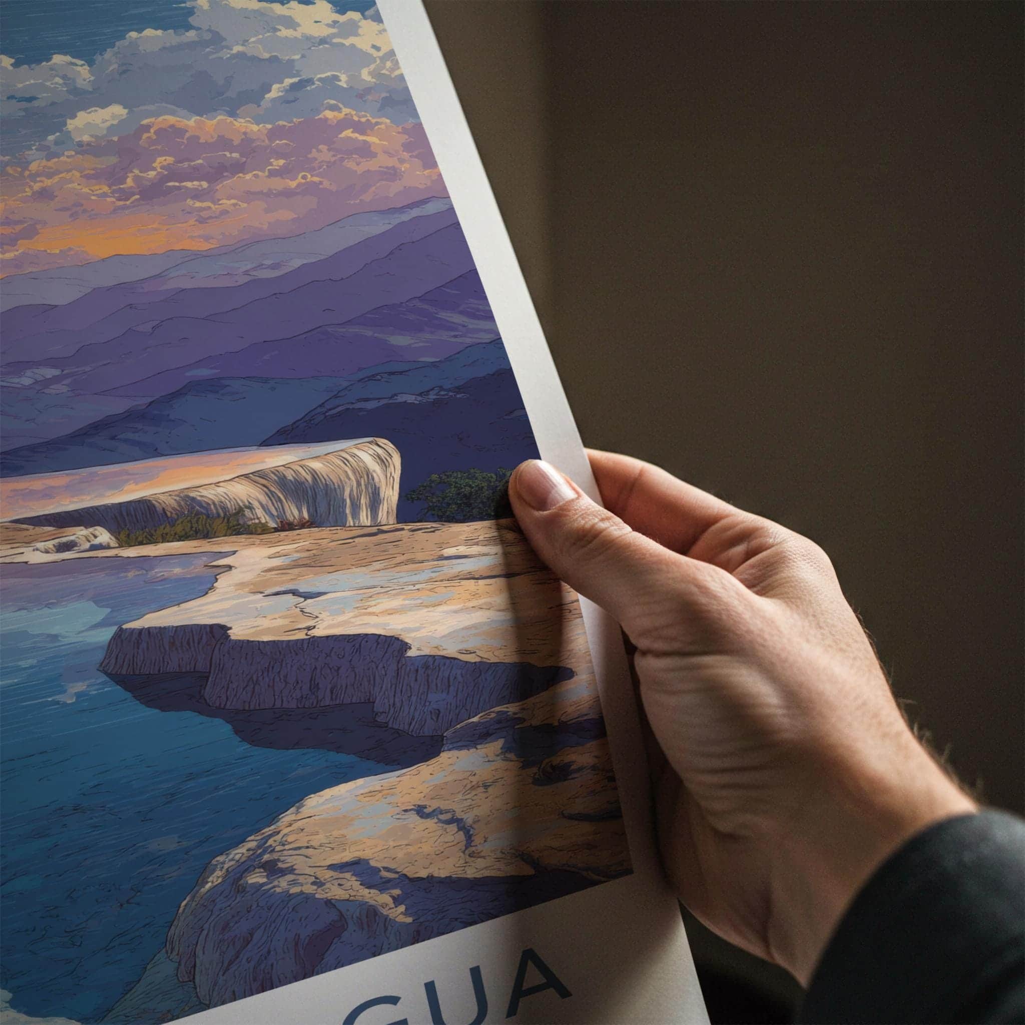 Hierve El Agua Poster - Mexico Travel Art - Calming Waterfalls Decor