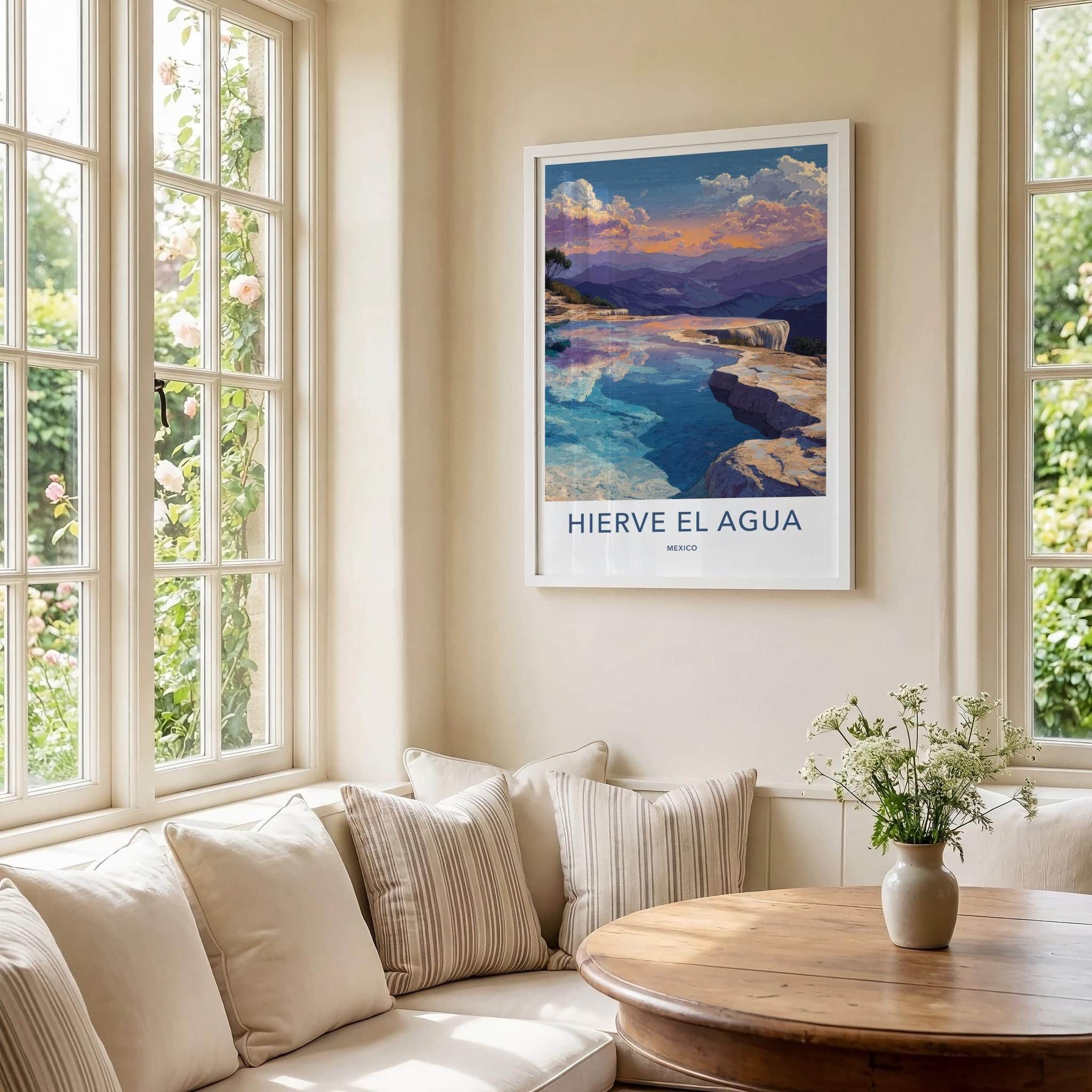Hierve El Agua Poster - Mexico Travel Art - Calming Waterfalls Decor