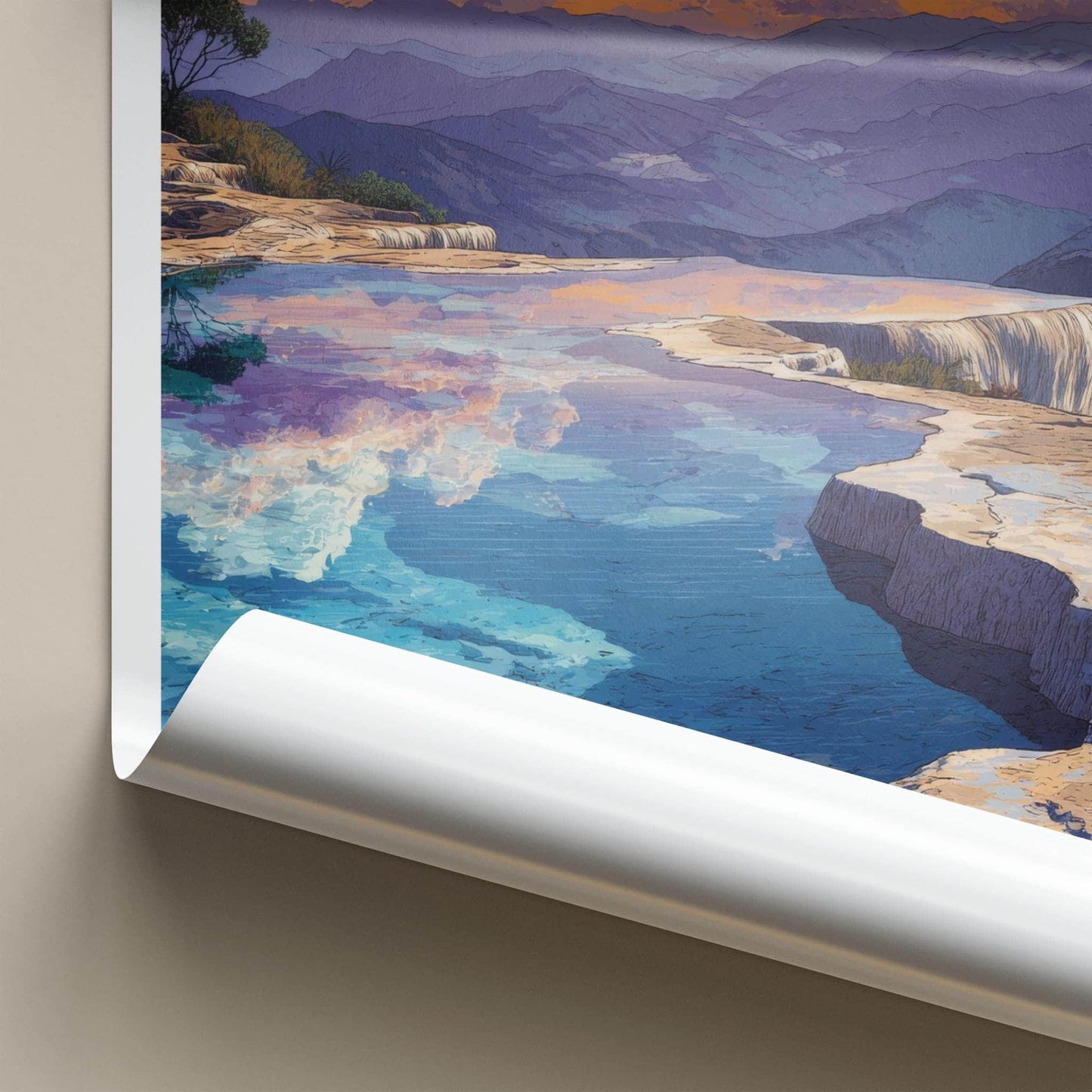Hierve El Agua Poster - Mexico Travel Art - Calming Waterfalls Decor