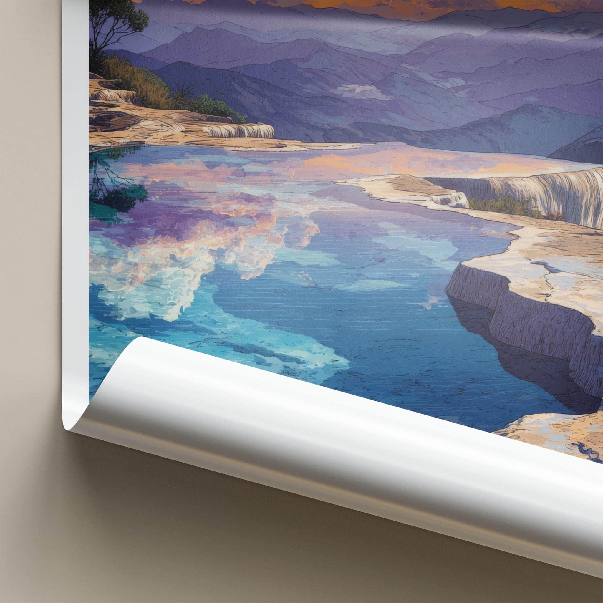 Hierve El Agua Poster - Mexico Travel Art - Calming Waterfalls Decor