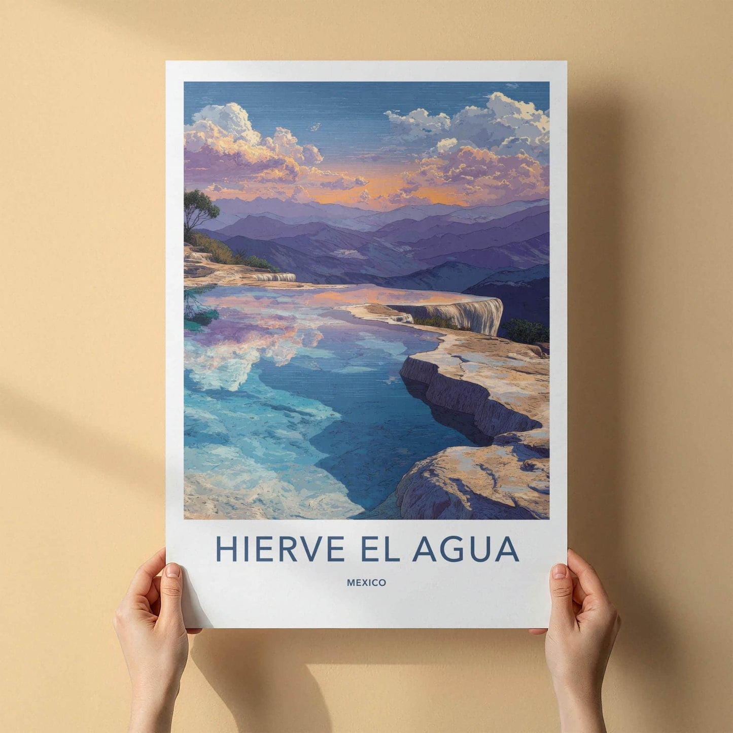 Hierve El Agua Poster - Mexico Travel Art - Calming Waterfalls Decor