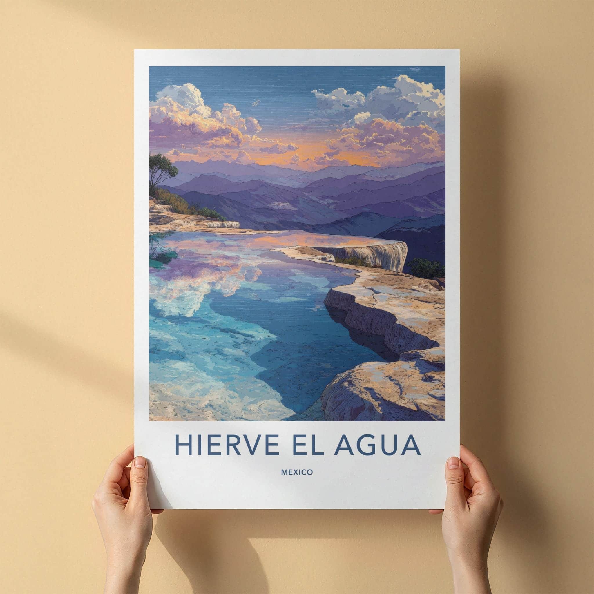 Hierve El Agua Poster - Mexico Travel Art - Calming Waterfalls Decor