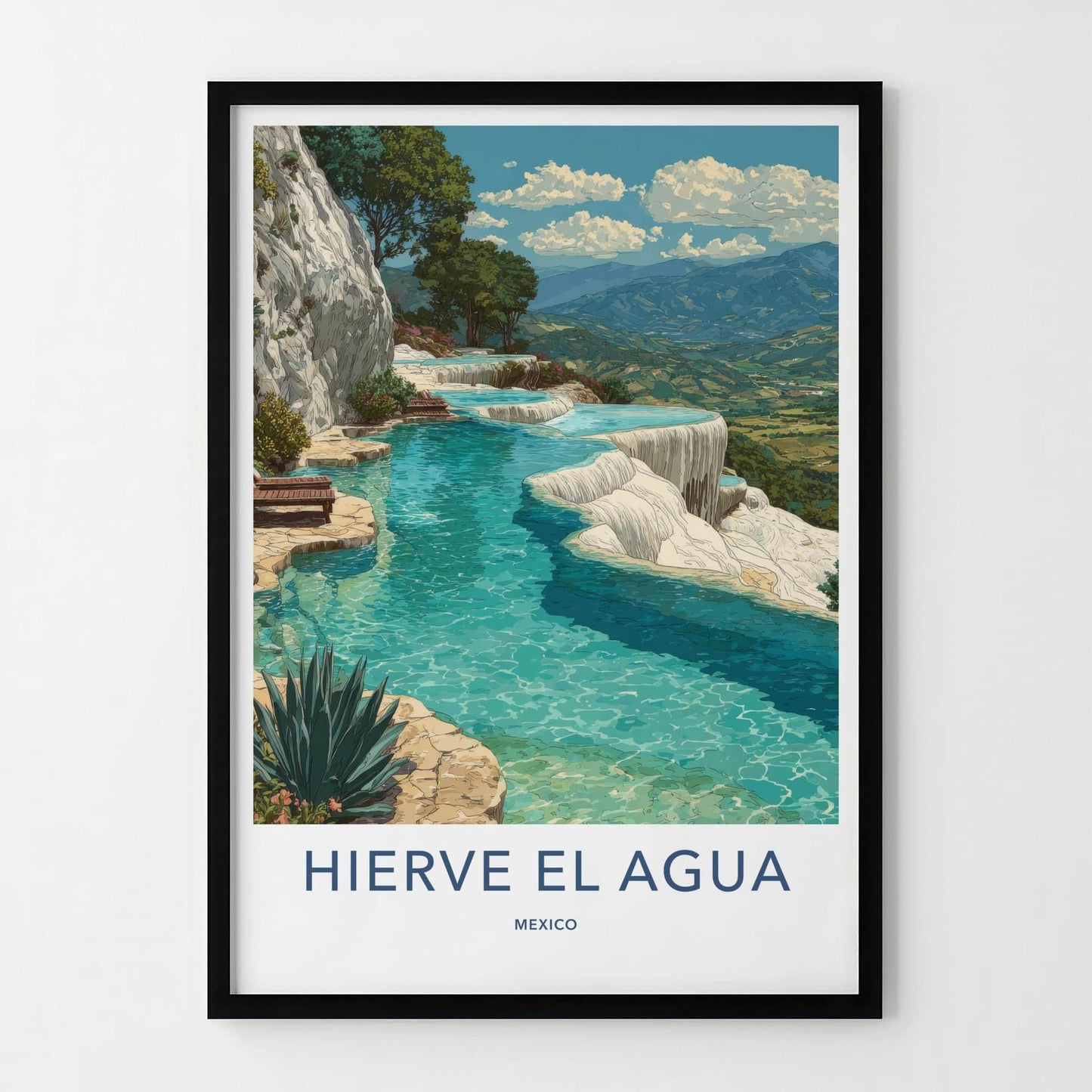 Hierve el Agua Poster - Mexico Travel Art - Natural Spring Pools Home Decor
