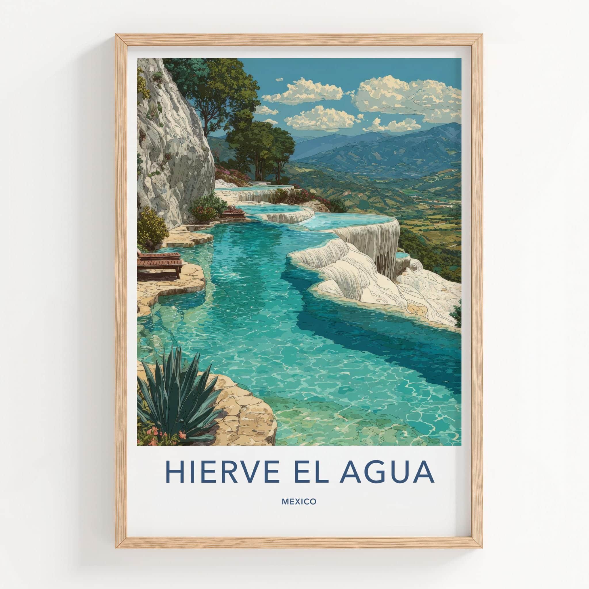 Hierve el Agua Poster - Mexico Travel Art - Natural Spring Pools Home Decor