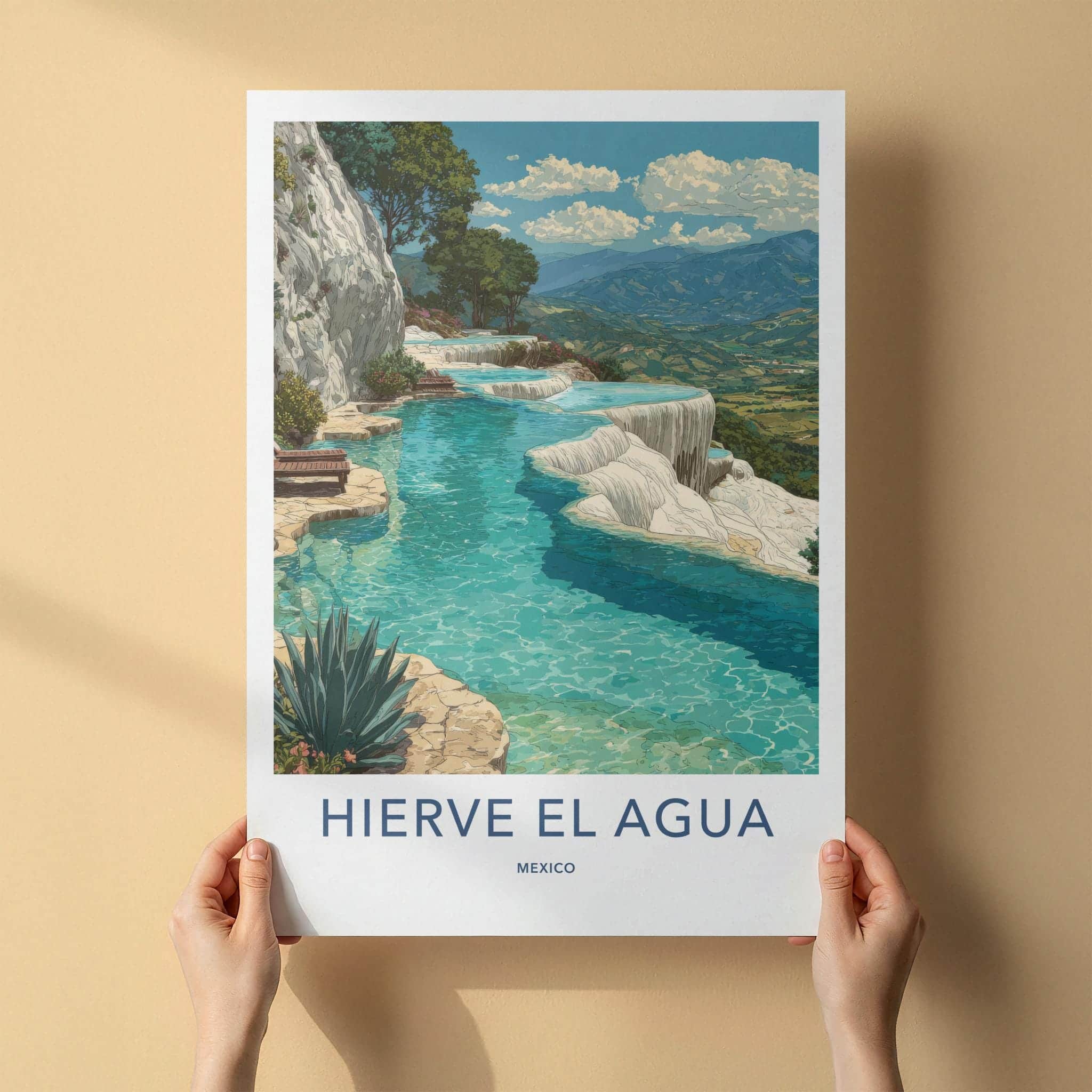 Hierve el Agua Poster - Mexico Travel Art - Natural Spring Pools Home Decor