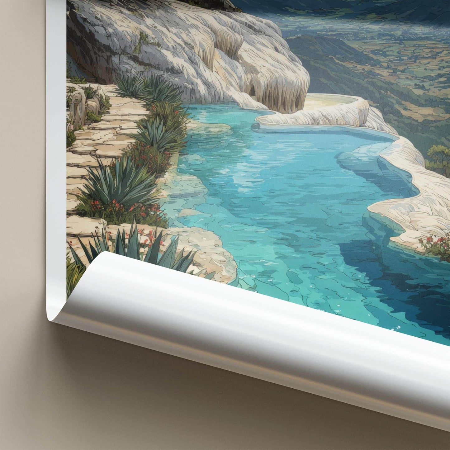 Hierve El Agua Poster - Mexico Travel Art - Petrified Mineral Falls Home Decor