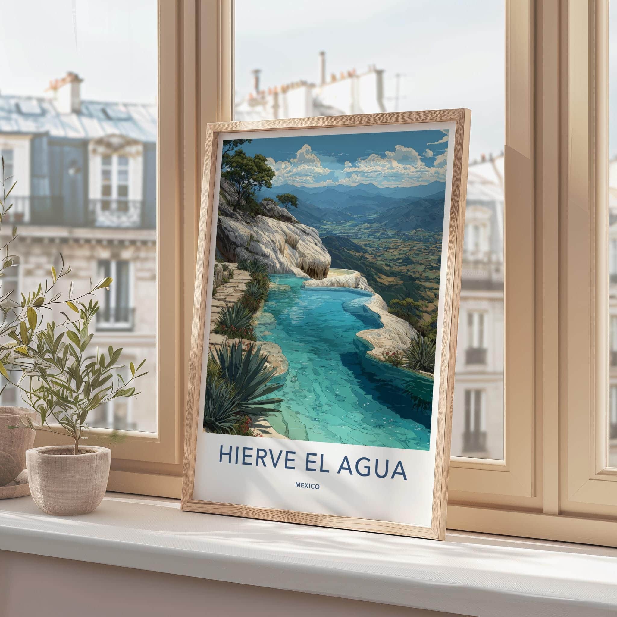 Hierve El Agua Poster - Mexico Travel Art - Petrified Mineral Falls Home Decor