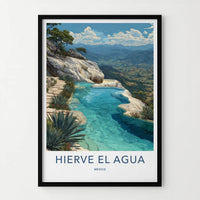 Hierve El Agua Poster - Mexico Travel Art - Petrified Mineral Falls Home Decor