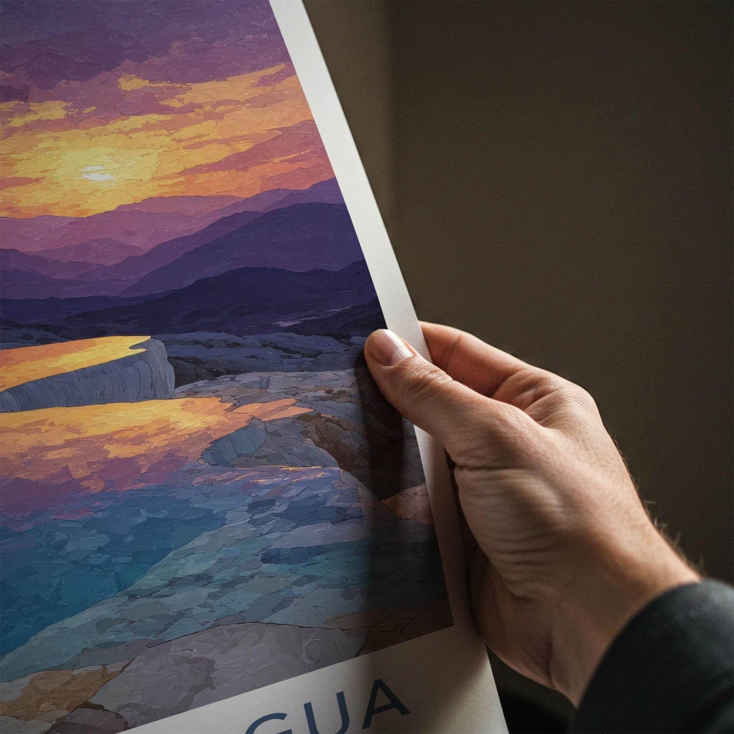 Hierve el Agua Poster - Mexico Travel Art - Petrified Terraces Sunset Wall Decor