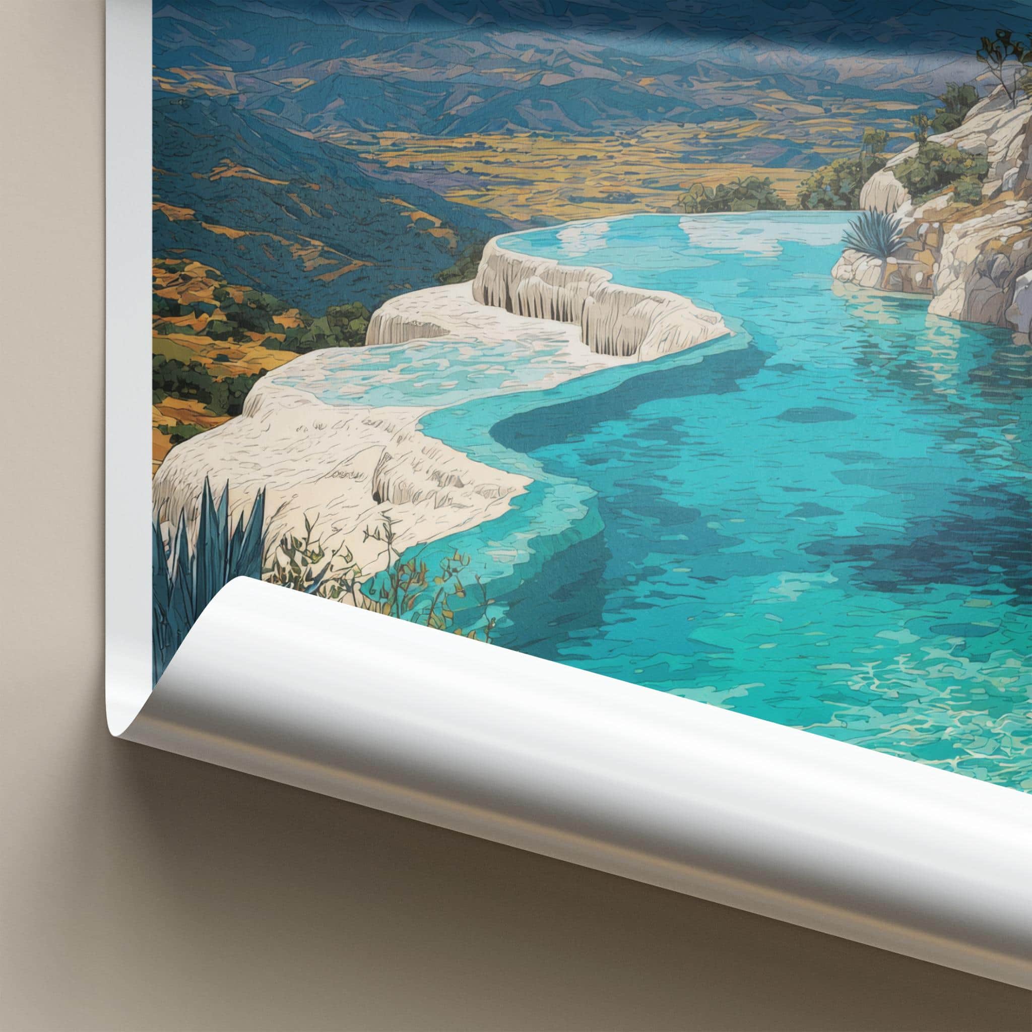 Hierve El Agua Poster - Mexico Travel Art - Petrified Waterfalls Pools Wall Decor