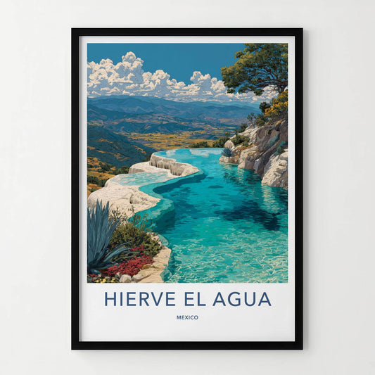Hierve El Agua Poster - Mexico Travel Art - Petrified Waterfalls Pools Wall Decor