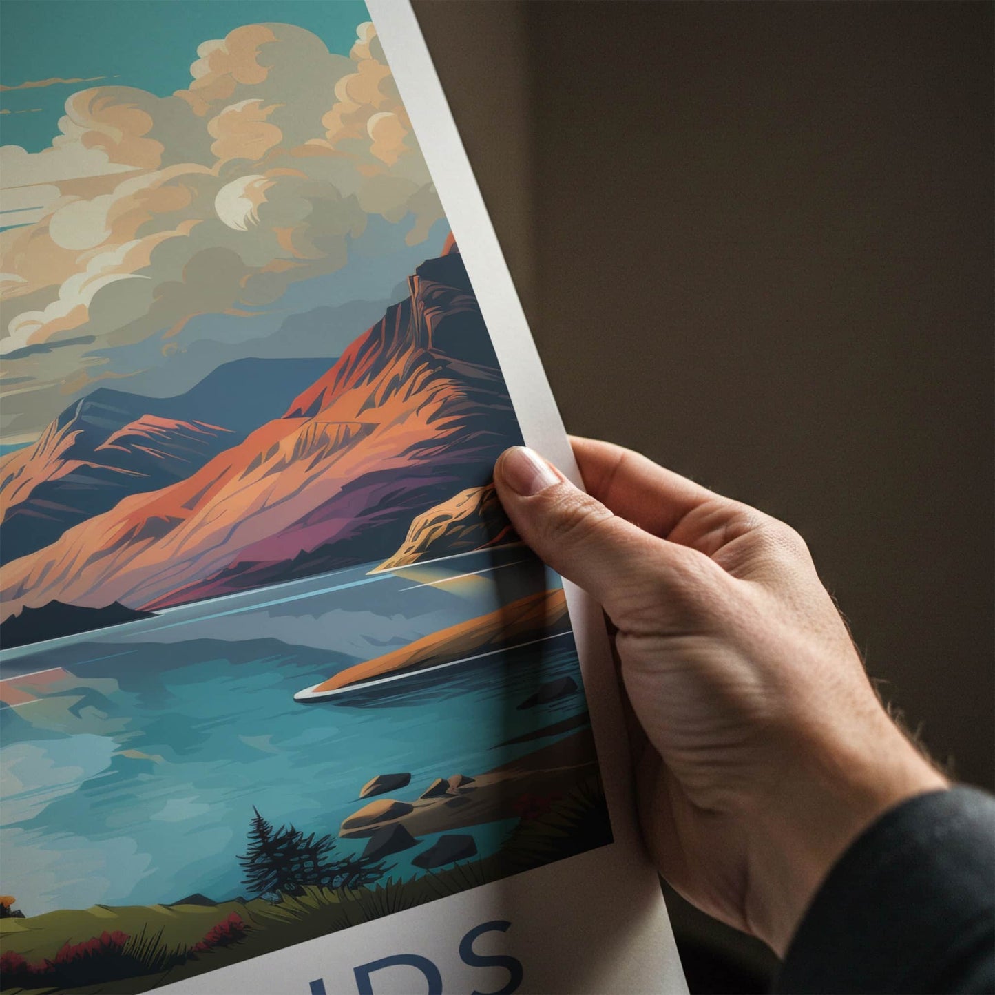 Highlands Poster - Scotland Wall Art - Vibrant Mountain Lake Home Decor