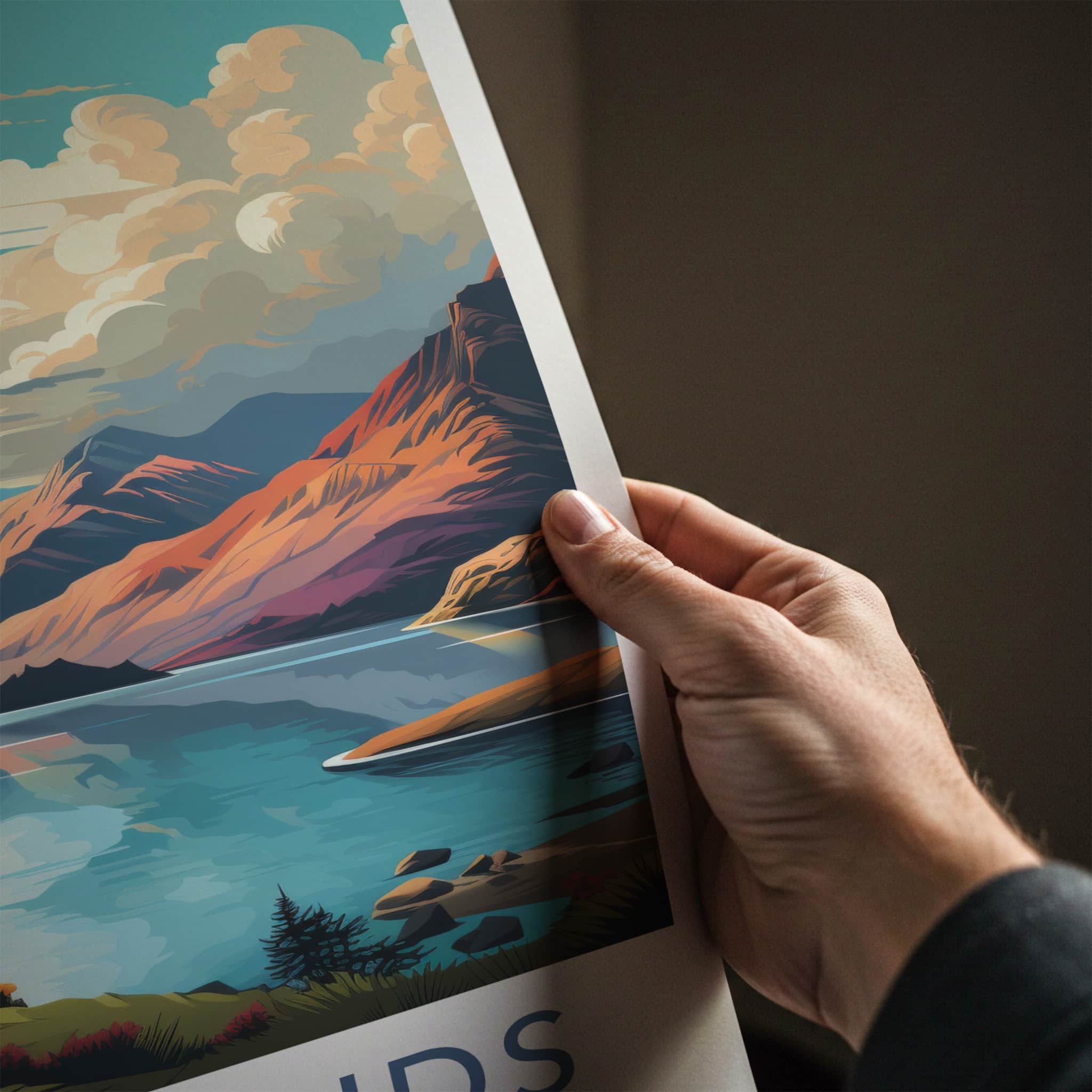 Highlands Poster - Scotland Wall Art - Vibrant Mountain Lake Home Decor